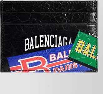 Balenciaga leather printed card holder