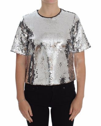 Dolce & Gabbana Womens Sequin Top Silver - Size EU 40 (Womens)