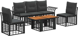 vidaXL Conjunto De Sof&aacute;s De Jard&iacute;n 6 Uds. Negro Y Gris Oscuro Vidaxl