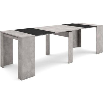 Skraut Home Mesa Consola Extensible, Mesa Comedor Plegable, 260, Para 12 Comensales, Comedor Y Cocina, Estilo Moderno, Gris Cemento - Skraut Home