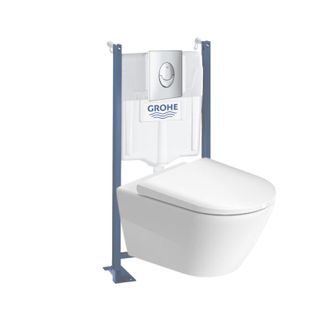 Duravit Pack Inodoro Suspendido Sin Aro Duravit D-neo + Estructura Soporte Grohe Rapid Sl Project + Asiento + Placa Cromada
