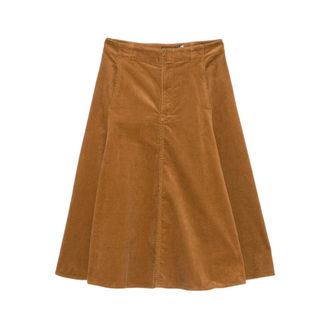 Ralph Lauren Rokken, Dames, Bruin, S, Gepaneelde Corduroy Midi Rok