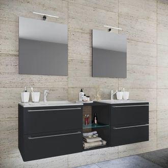 VCM 3 pcs. Washing room washbasin Badinos XXL in Black