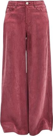 Pinko Pinko - Porta Wide Broeken - Dames - Broeken - Rood - Maat: XS Viscose