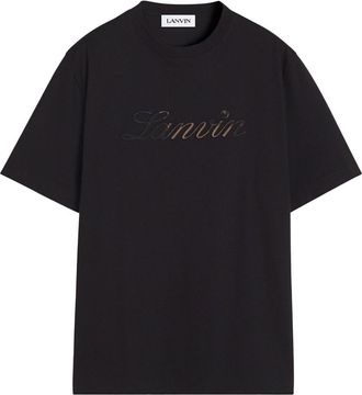 Lanvin T-shirt met geborduurd logo - Zwart