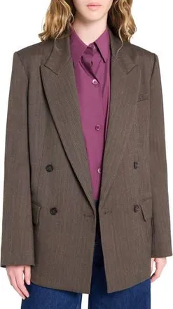 TWP Harper Wool Blend Double Breasted Blazer in Taupe at Nordstrom Rack, Size Large