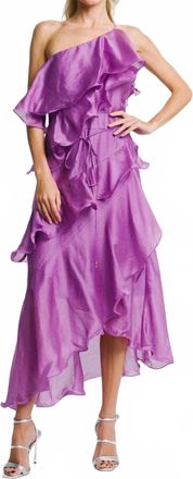 Ciebon Matea One-Shoulder Asymmetric Hem Maxi Dress In Purple