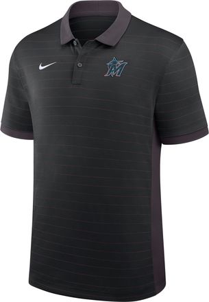 Nike Miami Marlins Authentic Collection Striped Victory Nike Mens Dri-FIT MLB Polo in Black | 03BG0GJ6MQM-P81