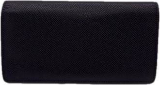 Louis Vuitton Black Leather Long Wallet (Bi-Fold) (Pre-Owned)