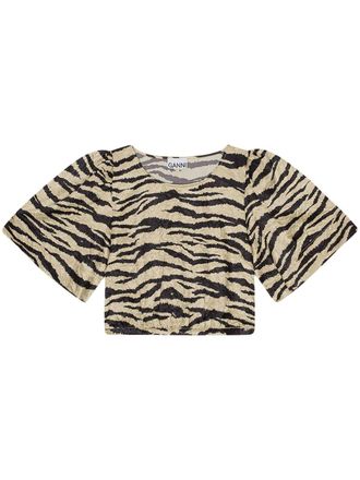Ganni T-shirt crop con stampa - Toni neutri