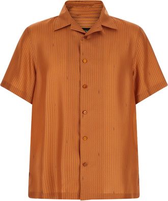 Fendi Orange Silk Mens Blouse