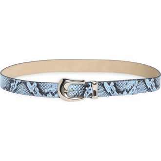 Steve Madden Snakeskin Embossed Faux Leather Belt in Light Blue at Nordstrom Rack, Size X-Large