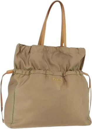 Prada Pre-owned Nylon Bucket Bag - Dames - Vintage Tas - Beige - ONE Size - Nylon - Vintage