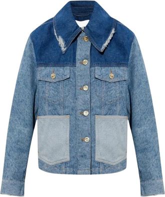 Ganni Patchwork Denim Jacket - Dames - Jassen - Blauw - Maat: M Denim