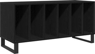 vidaXL Record Cabinet Black oak 100 x 38 x 48 cm Engineered Wood Vidaxl