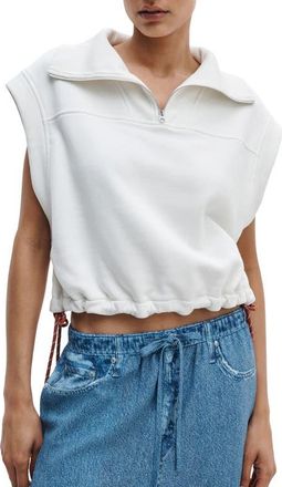 Rag & Bone Vintage Terry Half Zip Muscle Sweatshirt in Cream at Nordstrom, Size Medium