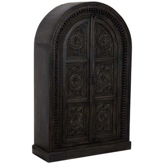 Wanderlust Deco Armario De Madera Artesanal Negro 2 Puertas 112x41x181h Cm