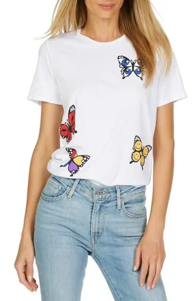 Lauren Moshi Croft Butterfly Top in White at Nordstrom, Size X-Large