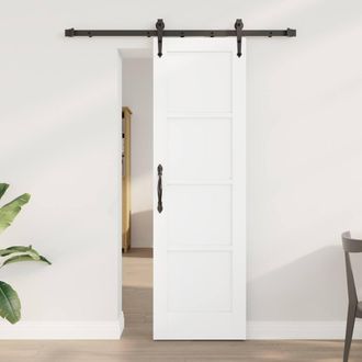 Berkfield Home Sliding Door with Hardware Set ORKDALWhite Solid Wood Pine