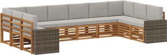 vidaXL Conjunto De Sof&aacute;s De Exterior 10 Uds. Natural Y Gris Claro Vidaxl