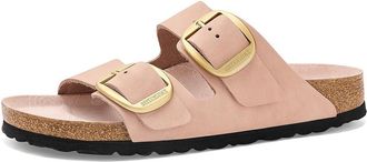 Birkenstock Arizona Big Buckle Printed Footbed - Nubuck Womens Dress Sandals Soft Pink : EU 42 (US Womens 11-11.5) Narrow, Leather