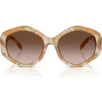 Tory Burch Kira 55mm Geometric Sunglasses in Honey Horn at Nordstrom
