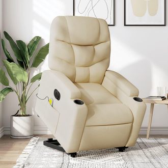 vidaXL Vidaxl - Sill&oacute;n De Masaje El&eacute;ctrico Reclinable Elevable Tela Crema