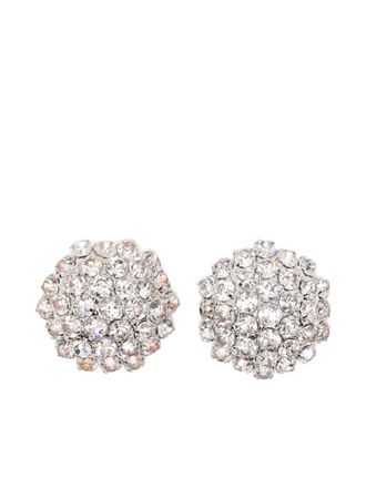 Self Portrait crystal flower earrings - Silver