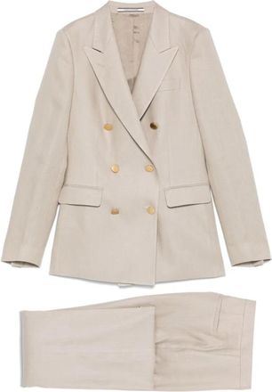 Tagliatore Jurken Duifgrijs - Dames - Business pakken - Grijs - 4XL - Linnen - Kostuums
