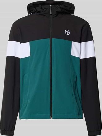 Sergio Tacchini Regular Fit Jacke mit Logo-Stitching Modell Caspio in Black, Gr&ouml;&szlig;e XXL