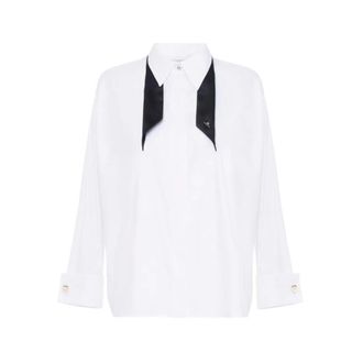 Elisabetta Franchi Dames, Blouses & Shirts, Wit, Maat: M Katoen