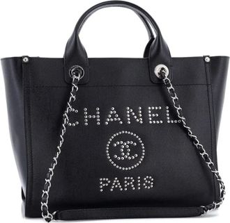 Chanel Deauville Studded Caviar Small tote bag - Nero