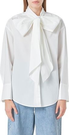 Grey Lab Bow Detail Shirt in White at Nordstrom, Size Small