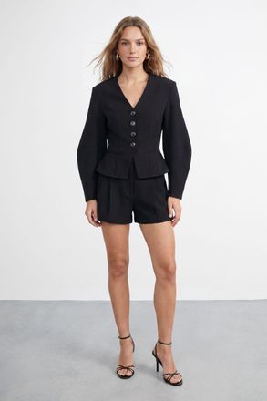 Warehouse Womens Tailored Sculpted Waist Blazer - Black - Size 10 UK