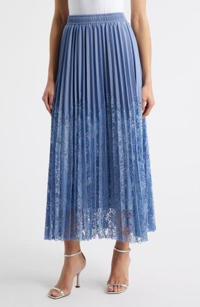 Nikki Lund Sigrid Mixed Media Pleated Skirt in Blue at Nordstrom, Size X-Small
