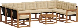vidaXL Conjunto De Sof&aacute;s De Exterior 10 Uds. Natural Y Beige Vidaxl