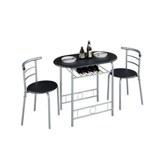 Yaheetech Yaheetech - Set Tavolo e 2 Sedie Sala da Pranzo Cucina Mobili da Bar in Legno e Metallo Sedia Portata 136 kg Nero