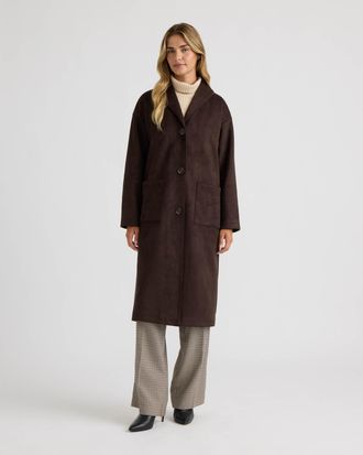 NVLT Womens Faux Suede Coat with Shawl Collar