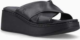 Hush Puppies Womens Bobbi Womens Wedge Sandals - Black - Size: 6