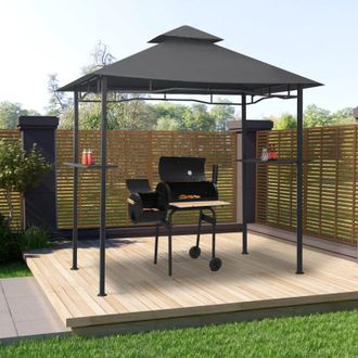 vidaXL Gazebo per Barbecue 240x150x255 cm Antracite in Acciaio - Vidaxl