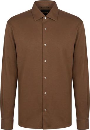 Moorer Lange Mouwen Shirt - Heren - Casual Overhemden - Bruin - M - Katoen - Overhemden
