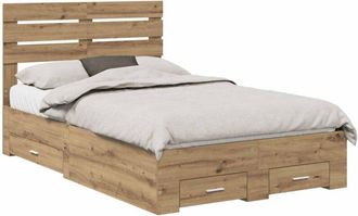vidaXL Estructura De Cama Con Caj&oacute;n Con Cabecera Madera Contrachapada Vidaxl