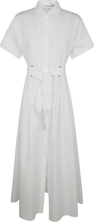 Max Mara Agoraio Geknoopte Korte Mouwen Popeline Jurk