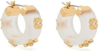 Kate Spade New York Heritage Bloom Small Hoops Womens Earring Clear/Gold, Cubic Zirconia