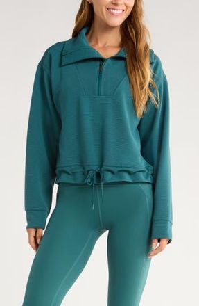 Zella Kickback Ottoman Half Zip Pullover in Teal Atlantic at Nordstrom Rack, Size Xx-Large