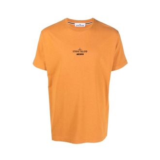 Stone Island Archivio Project Lino Watro T-shirt - Heren - T-shirts - Oranje - L - Katoen - Tops