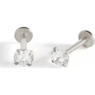 Mint & Lily Crystal Sleeper Flatback Studs | 18g in Silver at Nordstrom