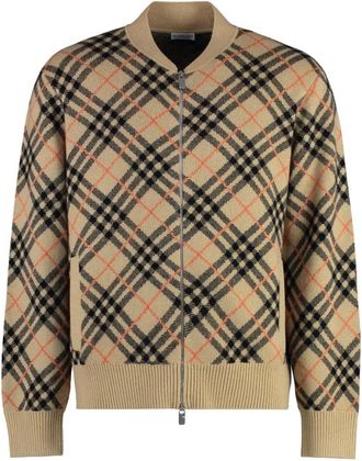 Burberry Argyle Zip-Up Gebreide Bomberjas - Heren - Cashmere truien - Veelkleurig - M - Truien & Vesten