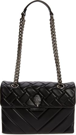 Kurt Geiger Kensington Quilted Leather Shoulder Bag in Black/Silver at Nordstrom Rack
