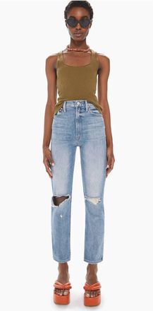 Mother High Waisted Rider Flood Jeans In Wild And Wiked